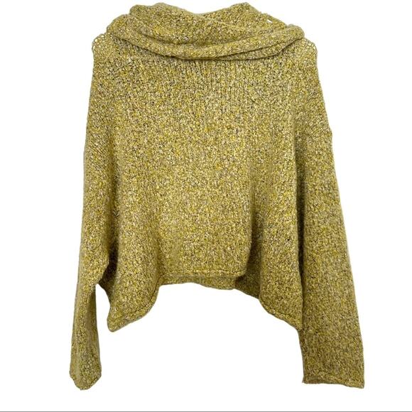Free People BFF Cowl Neck Yellow Oversized Knit Pullover Sweater Size XS - Picture 3 of 7